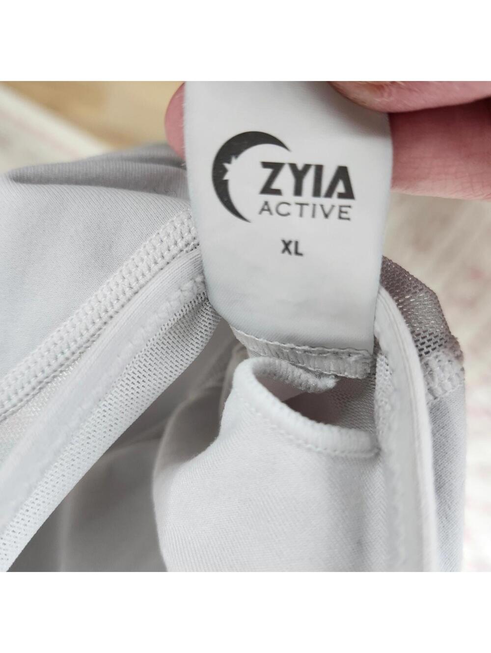Zyia Active Light Gray Women's Sports Bra with Mesh Detail and Back Zipper XL - Picture 6 of 7